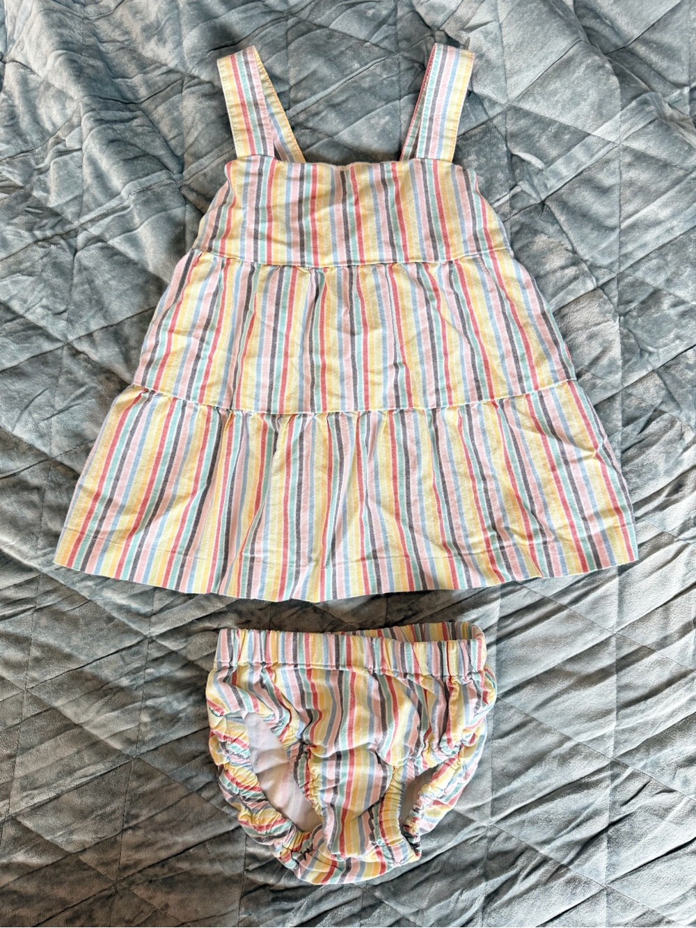 Hanna Andersson Multicolor Rainbow Stripe Sundress with Bloomers